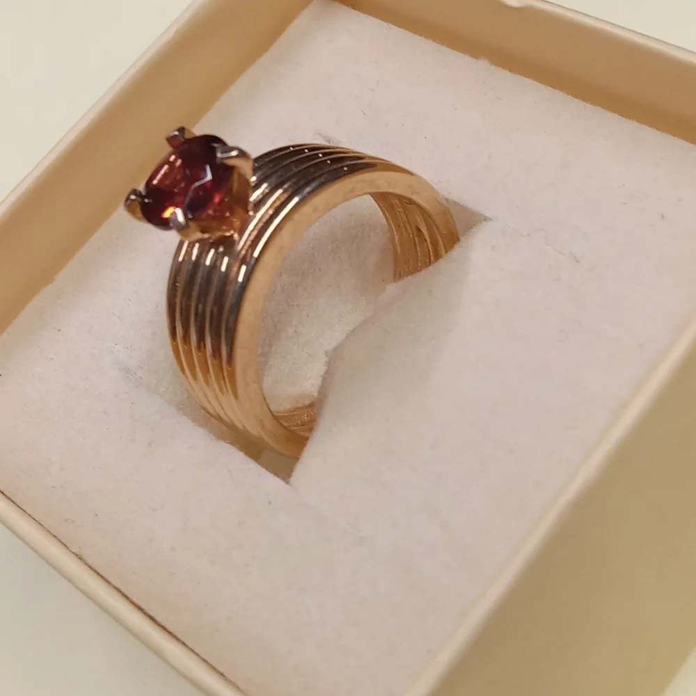 Sterling Silver 925 Gold Tone Pink Gemstone Ring size 6 - Picture 8 of 13